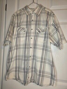 Dickies Casual Short Sleeve Cotton Plaid Button-Down Shirt Mens Large EUC